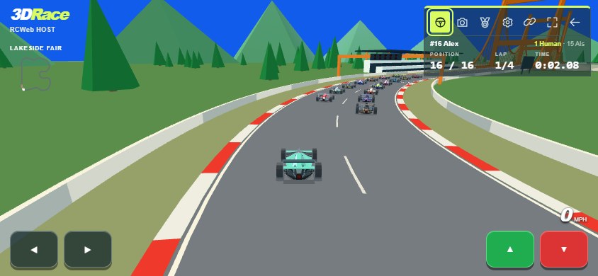 Landscape phone layout with left and right steering buttons, green accelerator and red brake pedal
