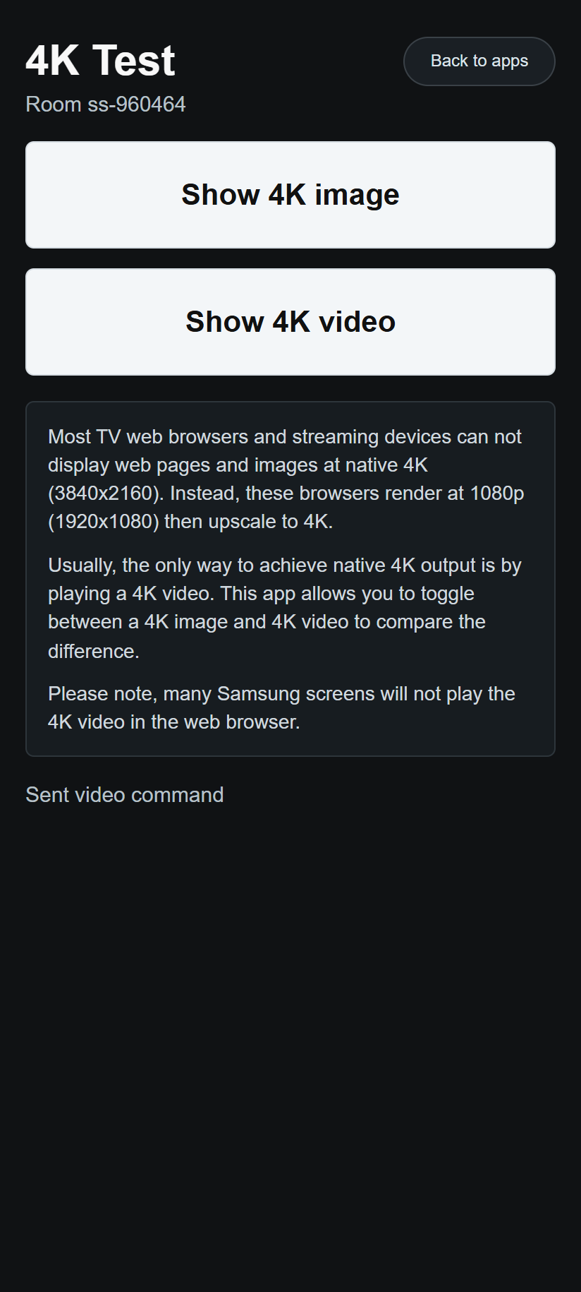 Image control focused while the video test is active