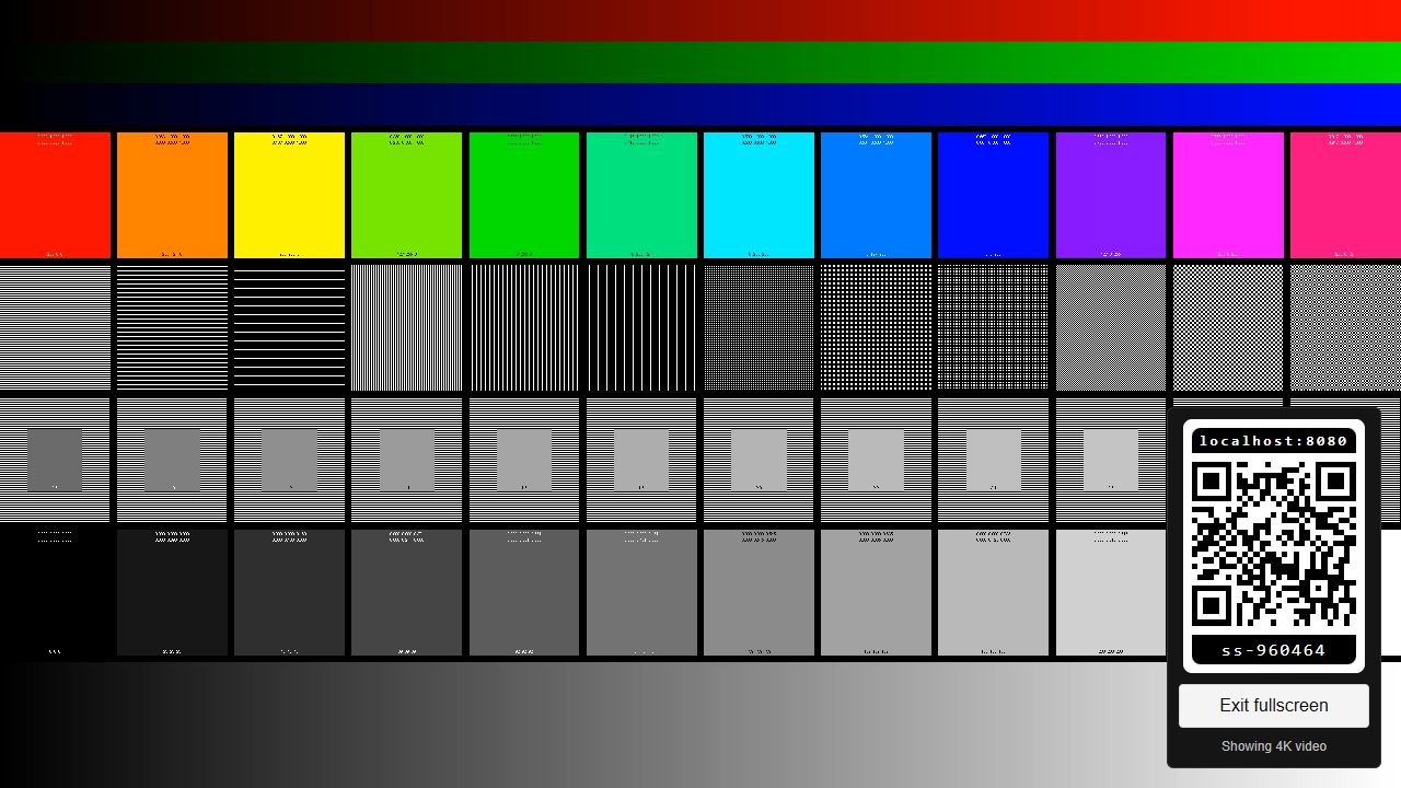 Fullscreen video test Video output test in fullscreen mode