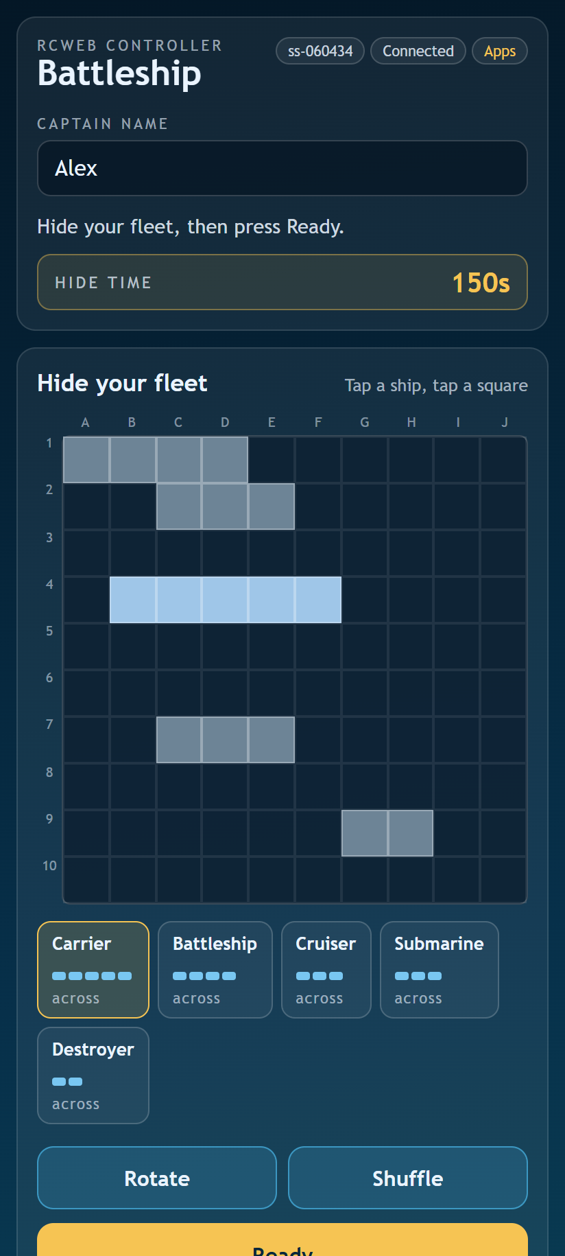 Arranging the private fleet before battle