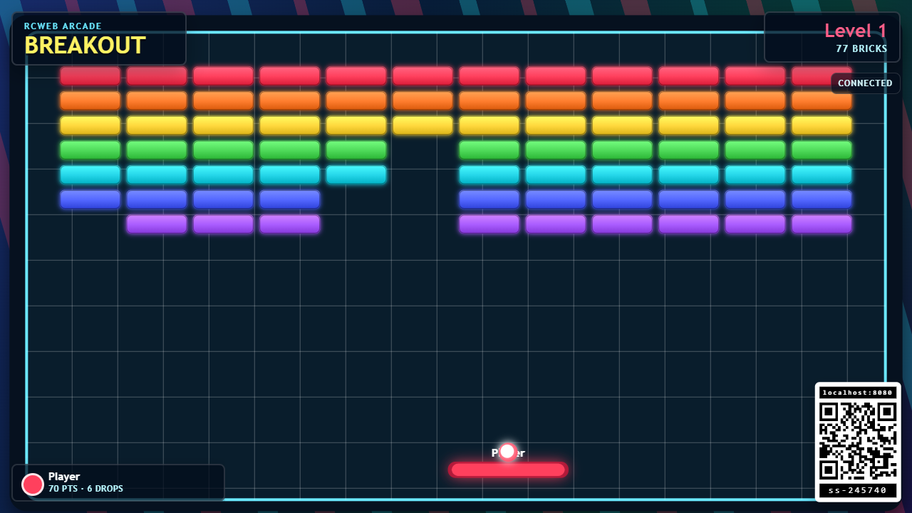 Breakout running with the paddle moved left