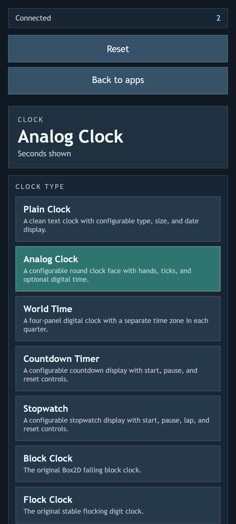 Analog clock configuration applied
