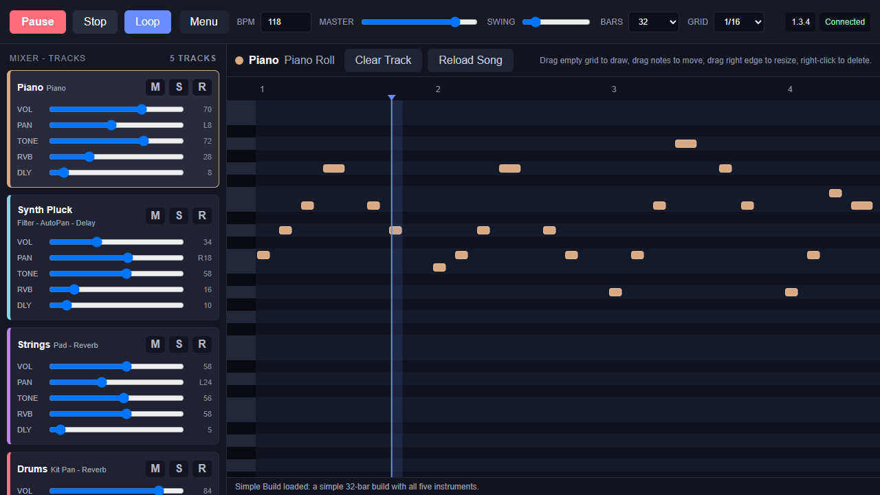 Playing the Simple Build arrangement