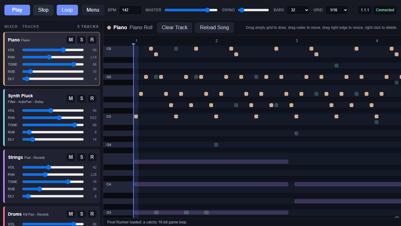 Playing the Pixel Runner arrangement