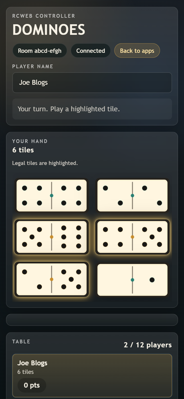 Dominoes Controller Screenshot screenshot