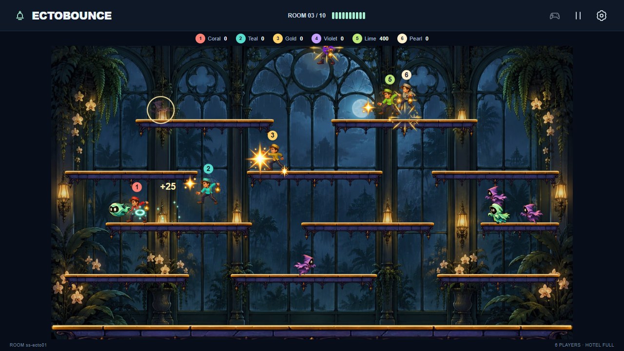 Six-player gameplay in the Glasshouse of Whispers
