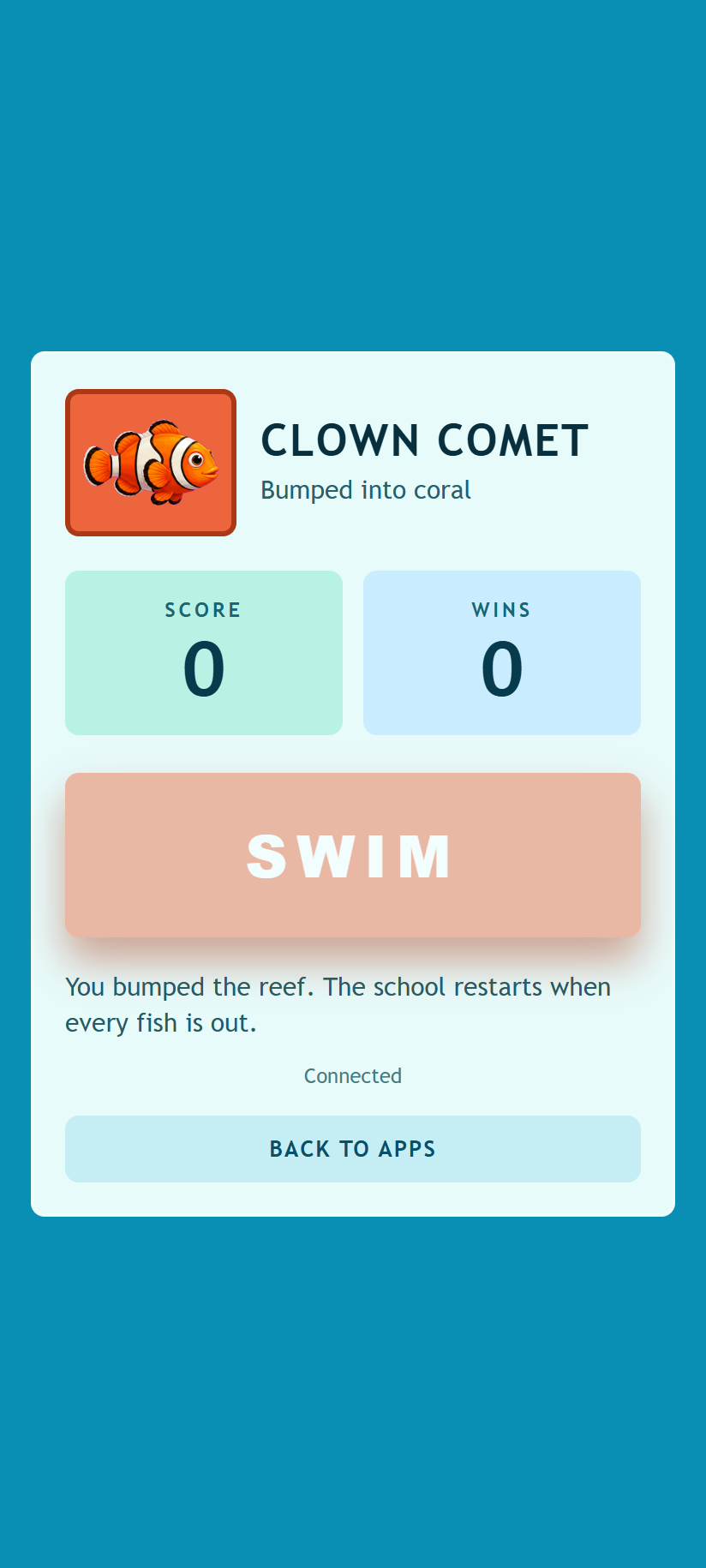 Controller after a sustained swim sequence