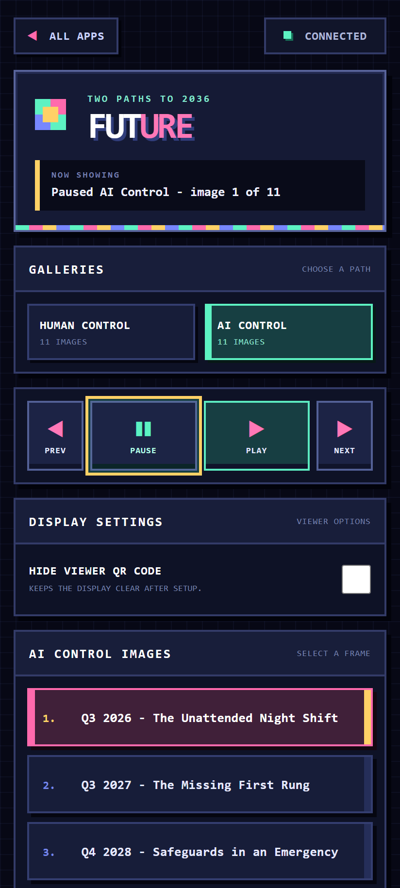 Future gallery paused on the controller