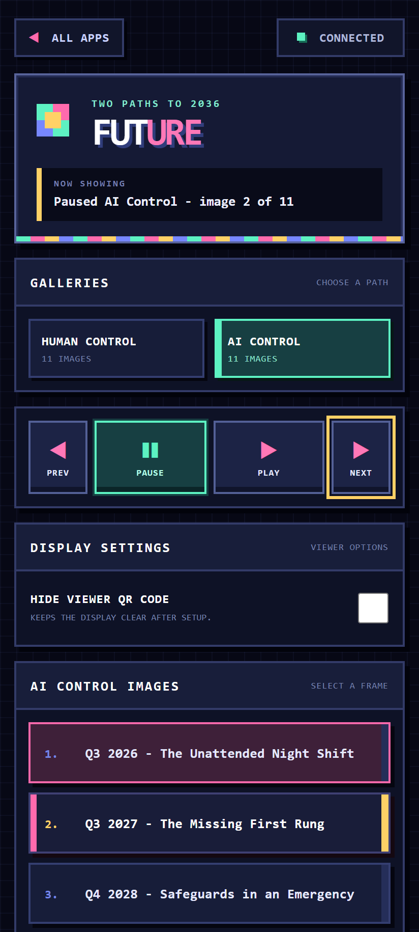 Controller browsing an AI Control frame