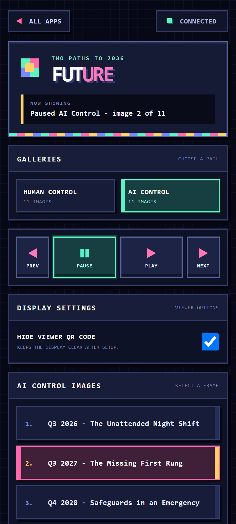 Display setting to hide the viewer QR