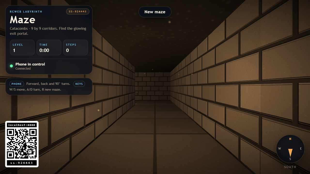 A fresh maze generated from the controller