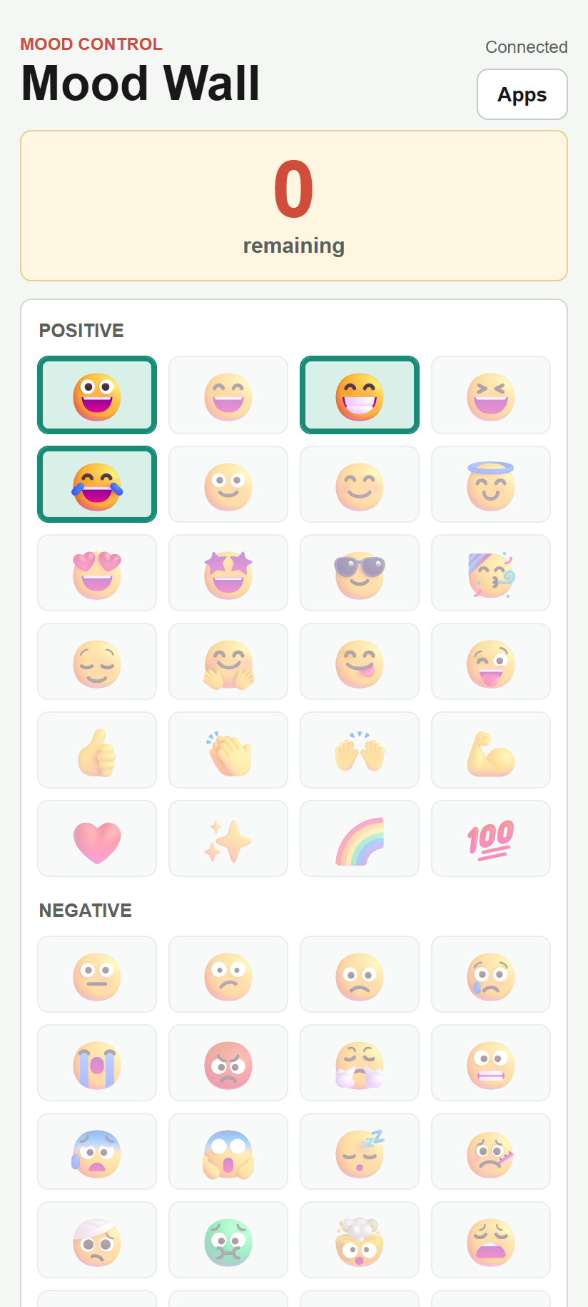 Mood control with a new emoji selection