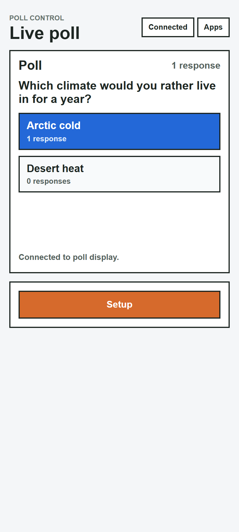 Selecting Arctic cold in the poll controller