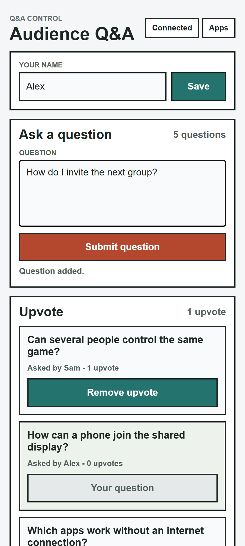 Composing a follow-up question in the active session