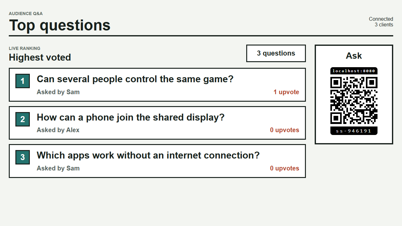 Audience vote moves the multiplayer question to the top