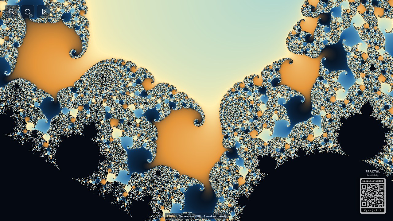 An intricate blue and gold Mandelbrot spiral filled with smaller repeating spirals