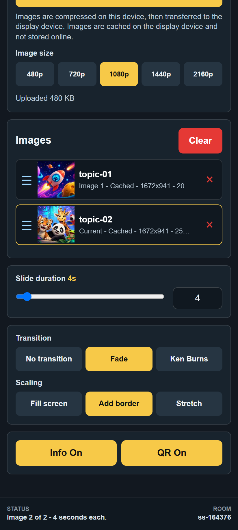 Fade transition and shorter slide duration