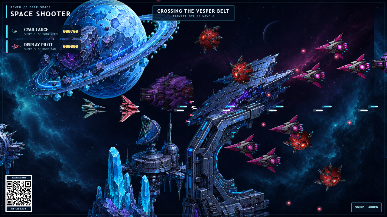 Space shooter wave with the remote linked