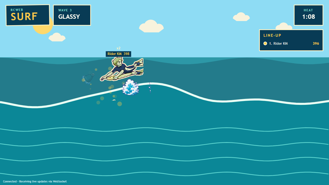 Surf run after paddling for power